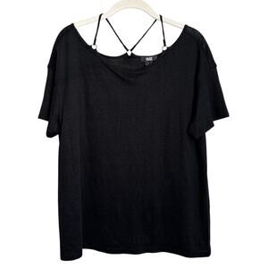Paige Black Linen Strappy Sela Slub Blouse Women's Medium
